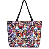 Disney Tote Alice in Wonderland Queen Hearts Cheshire Cat Mad Hatter Print Bag