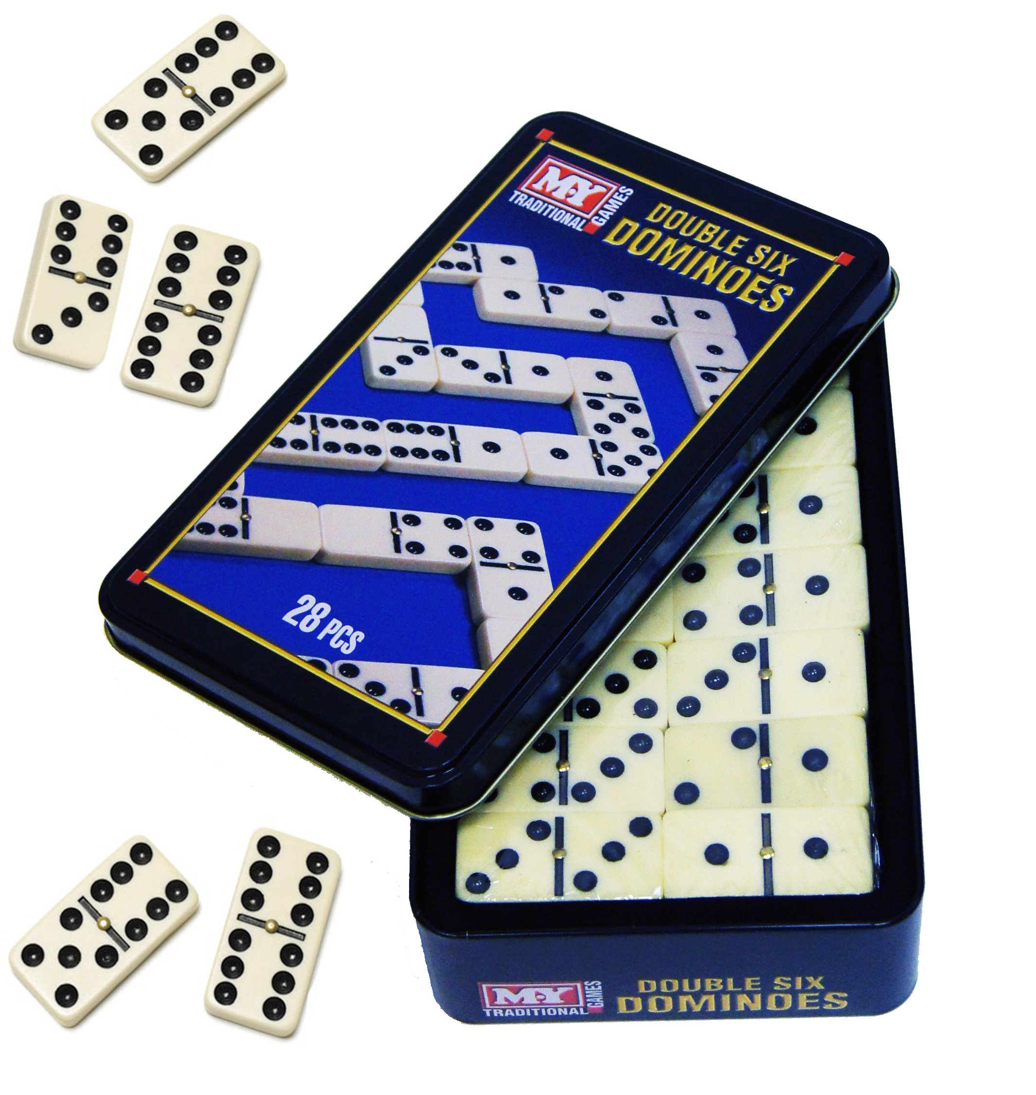 28 pcs Double Six 6 Dominoes Set Tin Box Traditional Board Travel Game Toy