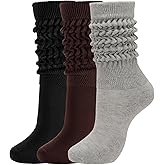 Forwe 3 Pairs Slouch Socks for Women Size 9-11 Soft Extra Long Scrunch Knee High Boot Socks