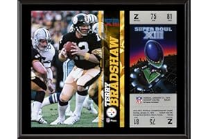 SPORTS MEMORABILIA Terry Bradshaw Pittsburgh Steelers 12" x 15" Super Bowl XIII Plaque with Replica Ticket - NFL Player Plaques and Collages