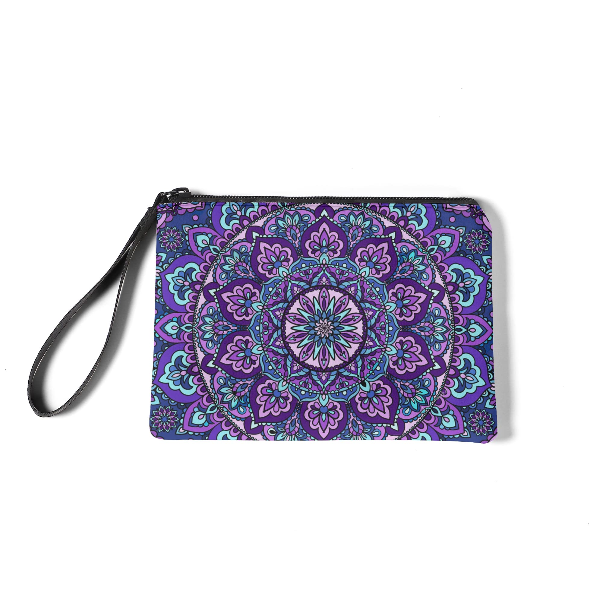 Wanyint Mandala Flower Coin Purse Blue Bohemian Floral Print Money Bag Small Cash Register Bags Lightweight Change Purse Coin Case Zipper Wallet — image 1