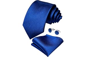 DiBanGu Mens Solid Color Tie and Pocket Square Set Woven Silk Plain Necktie & Handkerchief for Men Wedding Party Formal
