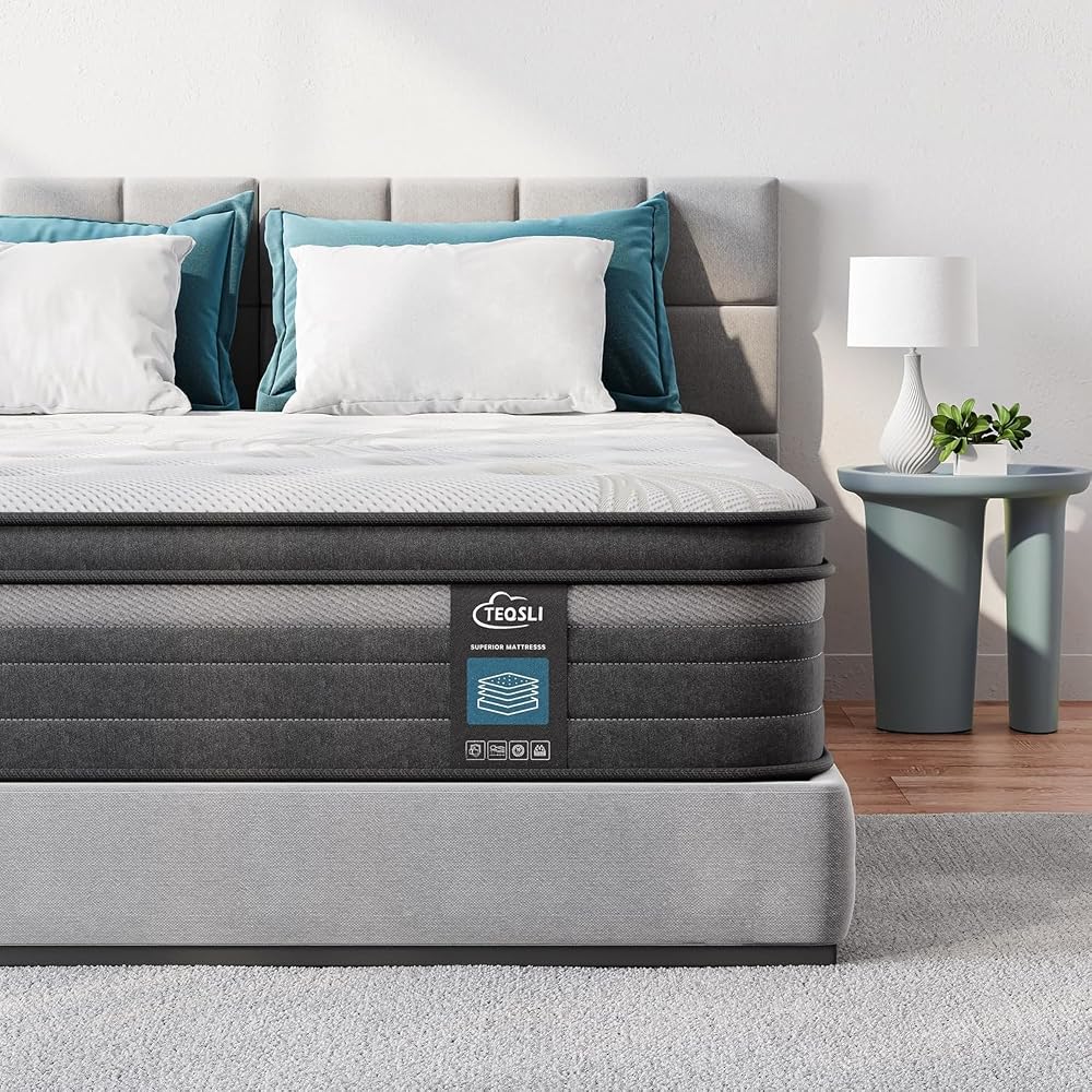 TeQsli Gel Hybrid King Mattress 5ft 150x200x25cm Medium Firm Pocket Sprung