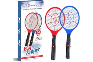 ZypplyPro® Pack of 2 Electric Fly Swatter - Bug Zapper Racket with Protective net Layer – Fly Zapper for Indoor & Outdoor Use, Pest Control Mosquito Zapper and Insect Catcher Racket for Home and Patio