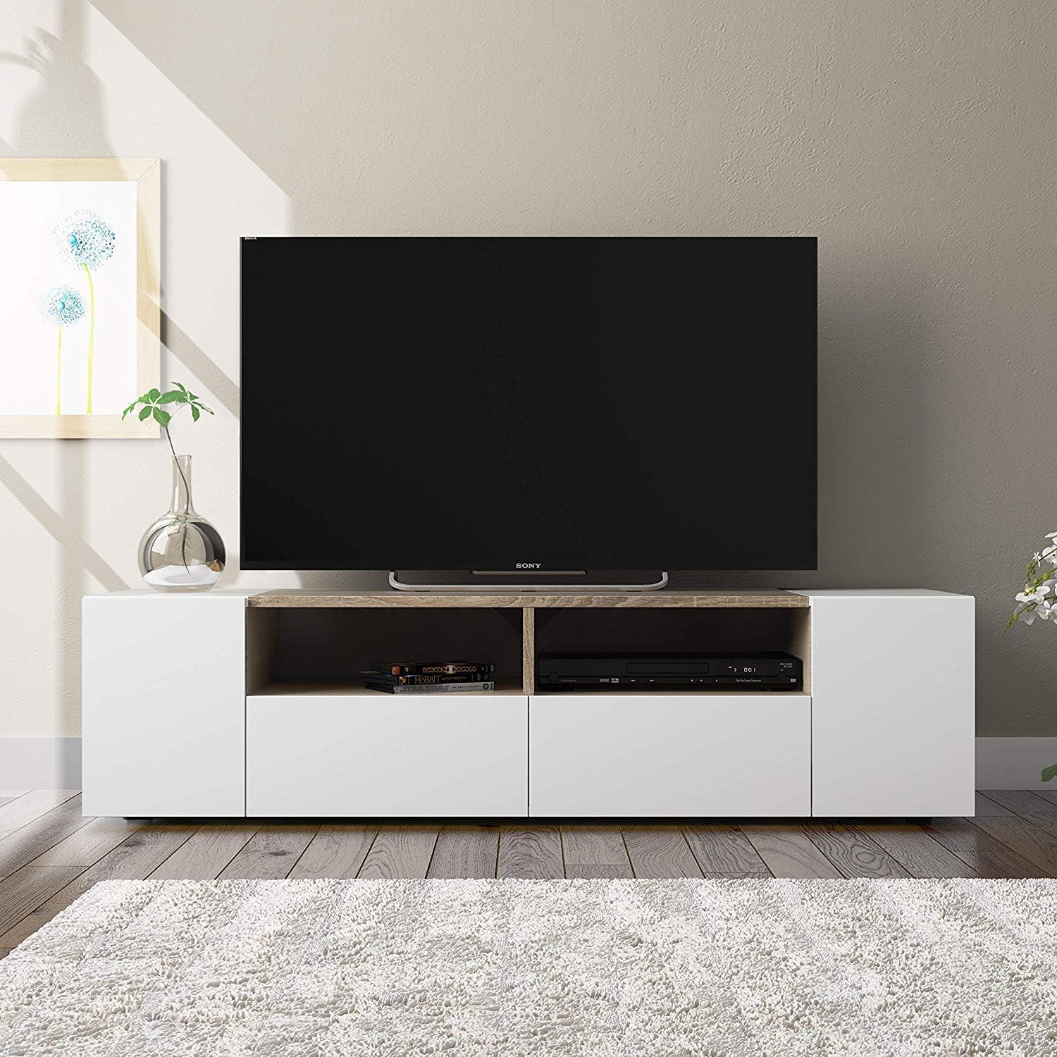 Elettronica Mobili Colore Bianco e Rovere Artik Mobile da TV Mobile