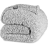 Bare Home Faux Shearling Blanket - Throw Size - Blanket for Bed, Sofa, Couch, Camping, Travel, and Gifts - Warm & Lightweight - Fluffy & Soft (Throw, Tipped Grey)