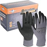 Titentech Microfoam Nitrile Coated Work Gloves 12 Pairs Heavy Duty | Strong Grip, Seamless Knitted, 15 Gauge, Breathable, Touchscreen, Safety, Frosted Palms and Fingers, Heavy Duty
