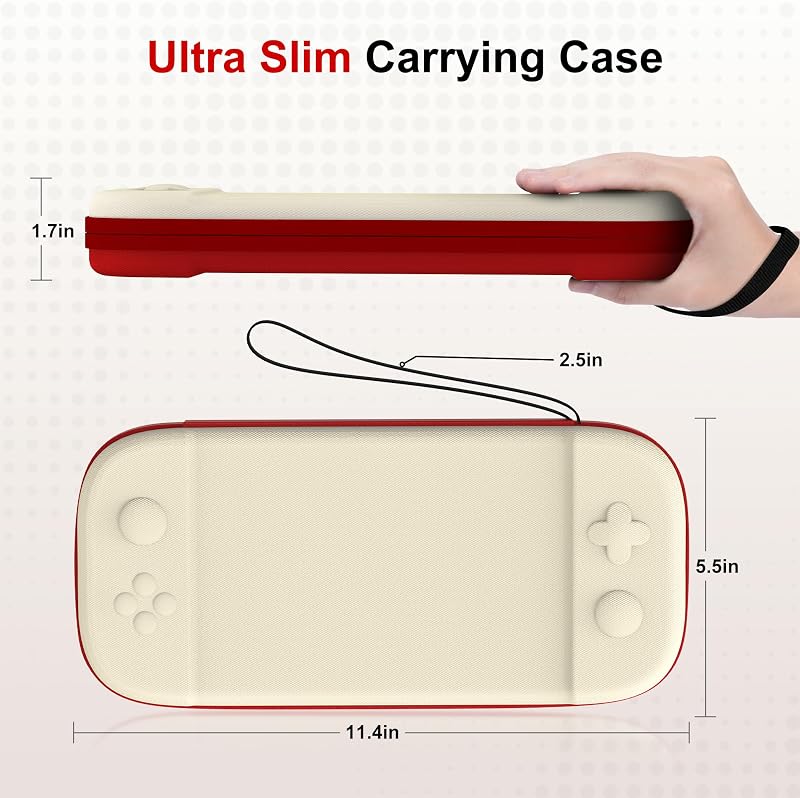 Funda Delgada para Nintendo Switch 2 (2025), Estuche rígido de Viaje para 12 casetes de Juegos, Funda Protectora para Consola Switch 2 y Accesorios de Juegos, Color Blanco y Rojo