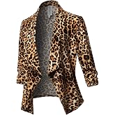 Women's Stretch 3/4 Gathered Sleeve Open Blazer Jacket