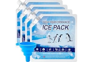 Omoojee Reusable Ice Packs for Cooler, 4 Pack Freezer Ice Packs for Lunch Boxes, Cooler Ice Packs for Camping Gear, Fishing