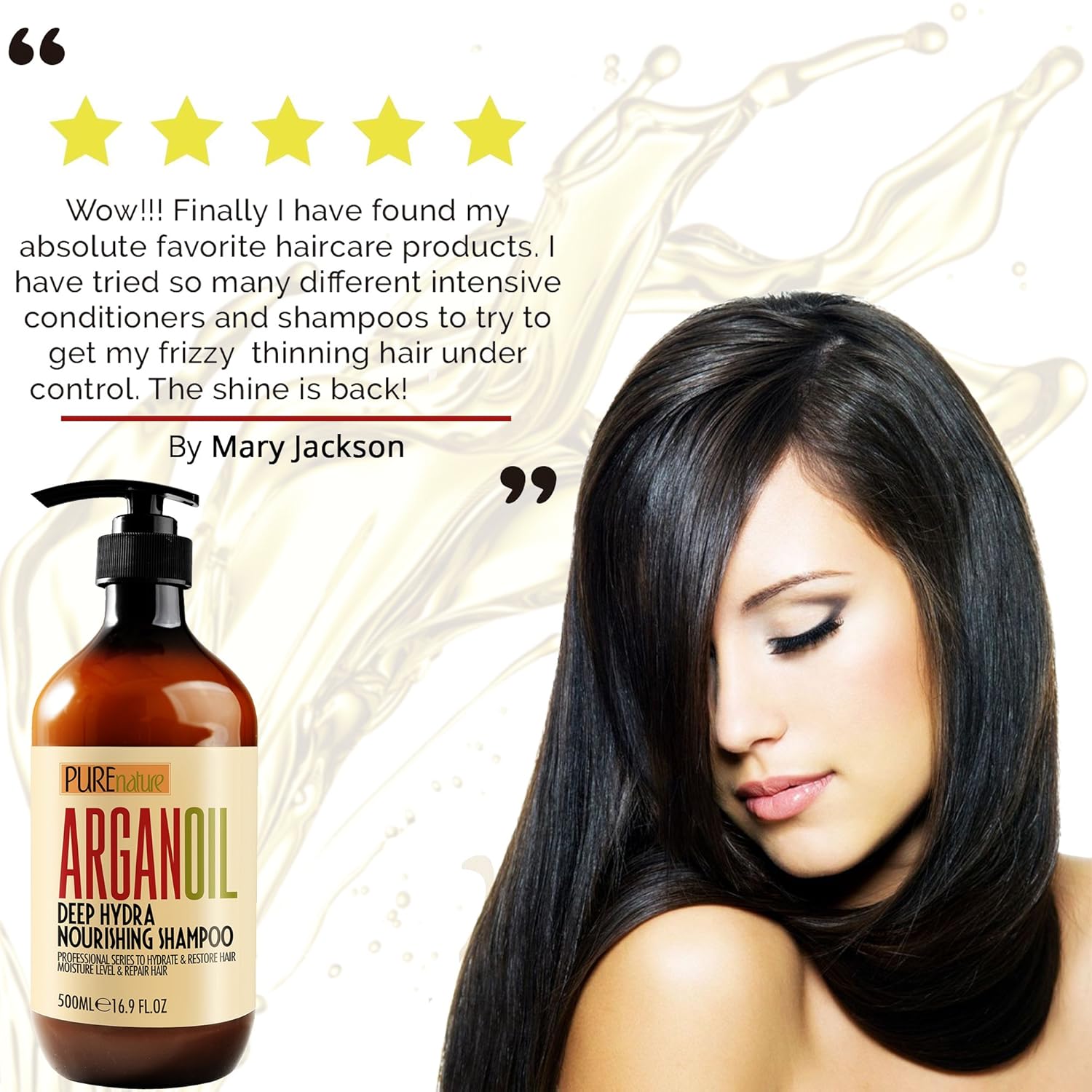 Moroccan Argan Oil Shampoo SLS Free Sulfate Free, for Damaged, Dry, Curly or Frizzy Hair - Thickening for Fine / Thin Hair, Good for Color and Keratin Treated Hair : Beauty