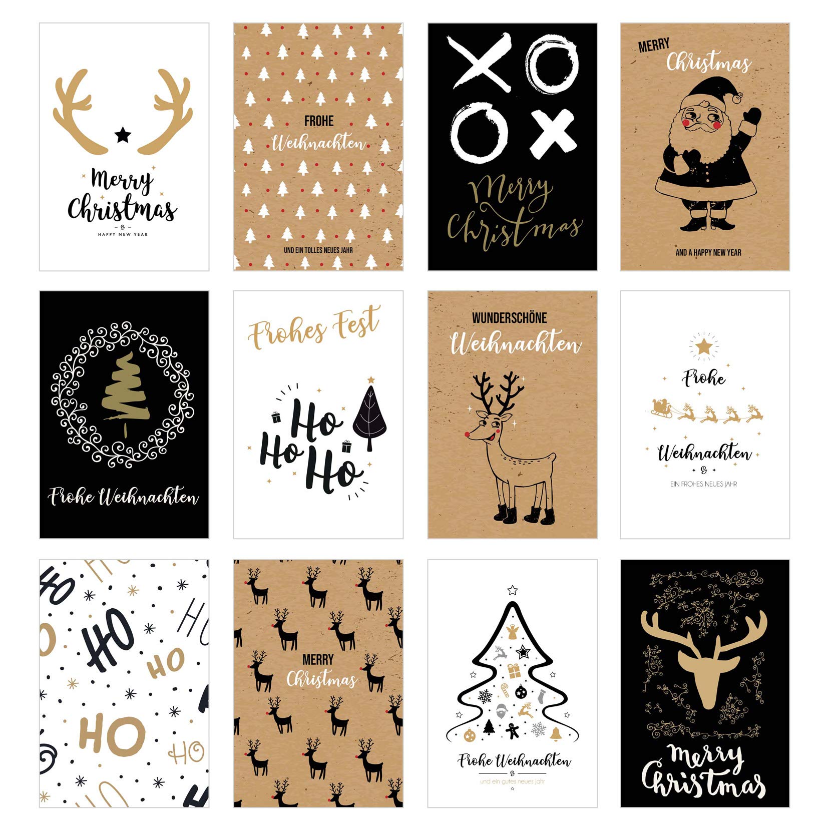 Edition Seidel Set of 12 Exclusive Premium Christmas Cards with Envelope Double Cards / Folding Cards with Envelope Christmas Card Postcard Christmas Postcard