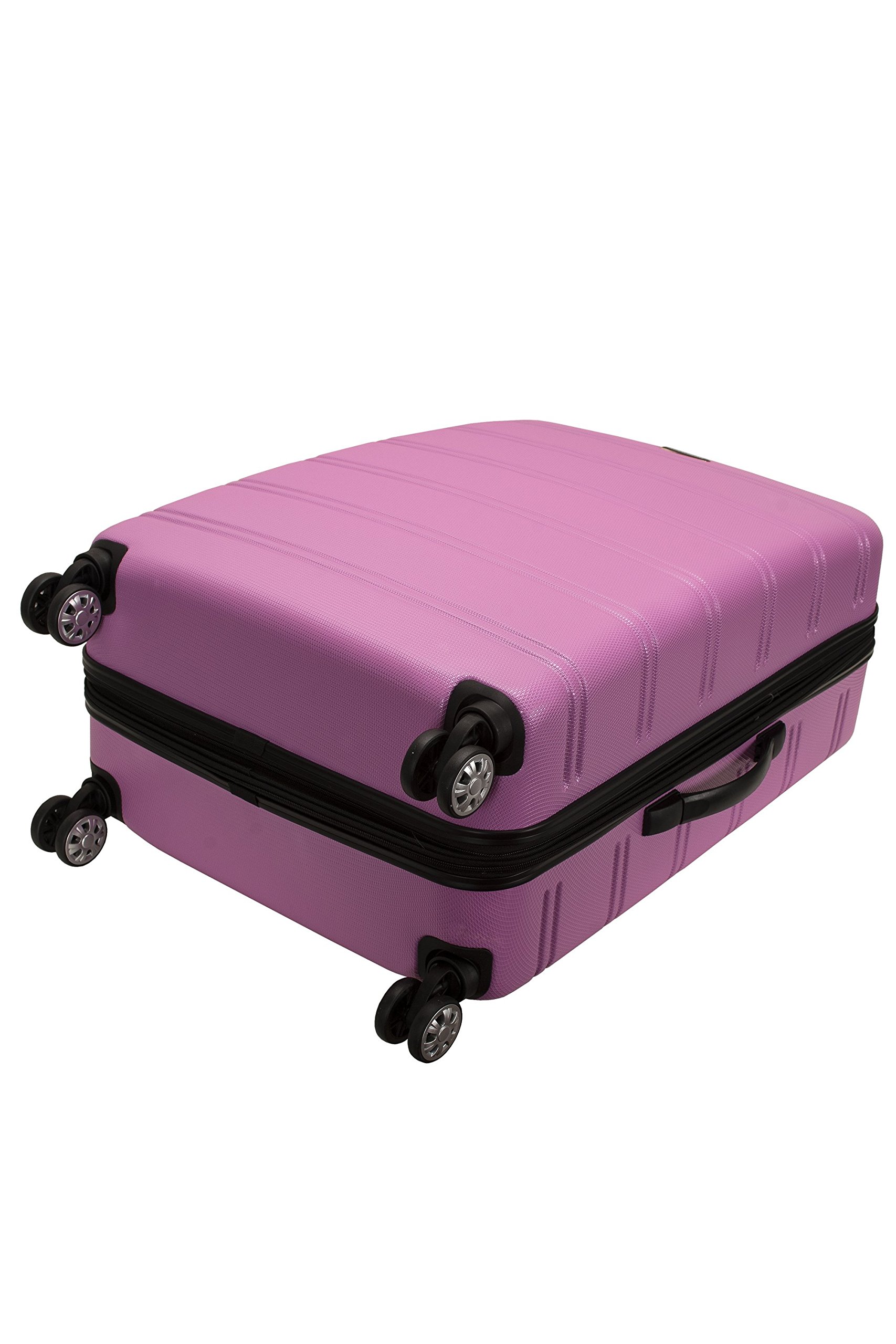 Rockland Melbourne Hardside Expandable Luggage with Spinner Wheels, Pink, Checked Large 28