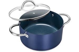 MICHELANGELO Stock Pot with Lid, 5 Quart Nonstick Cooking Pot, Ceramic Soup Pot Induction Compatible, Non Stick Pot with Stai