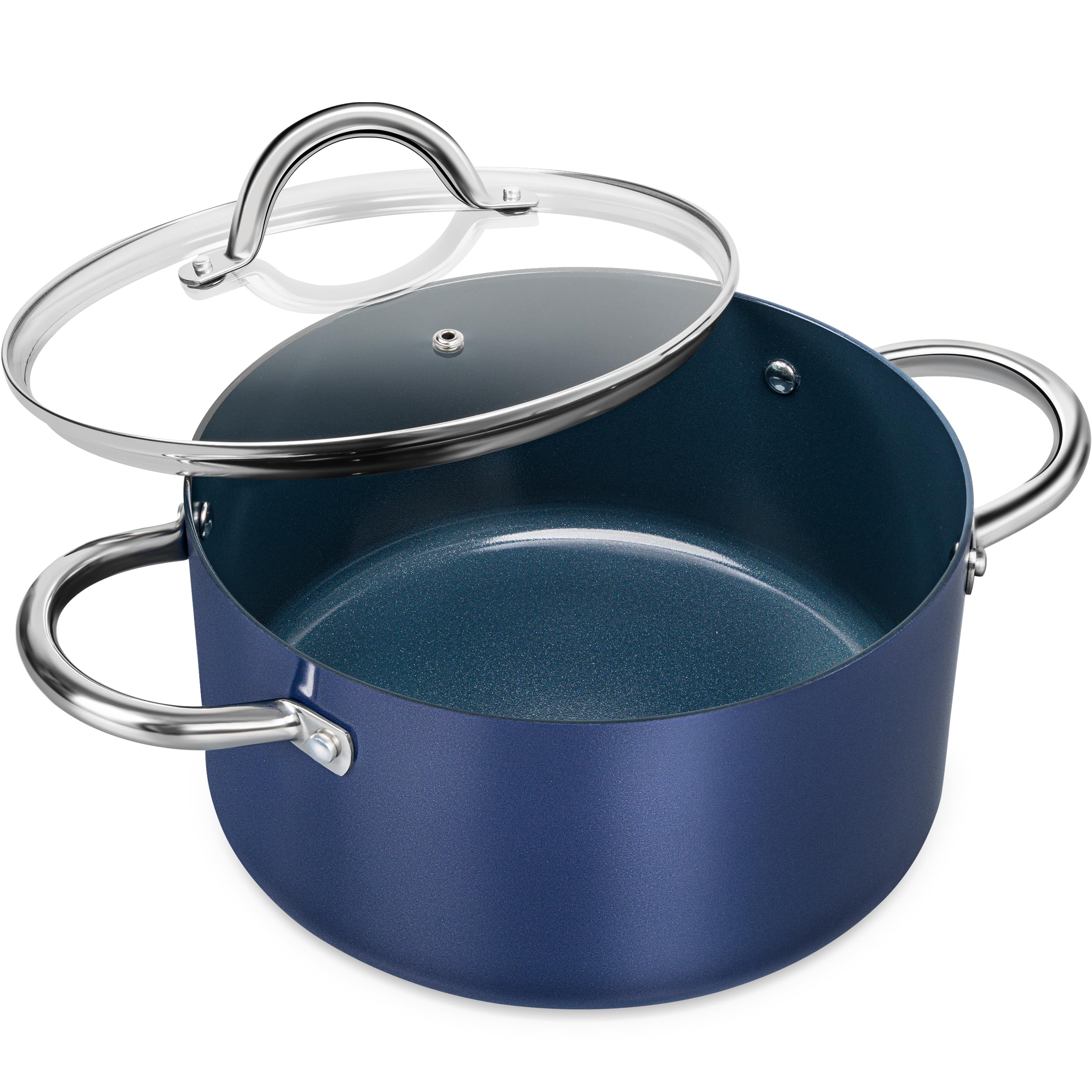 Photo 1 of MICHELANGELO Stock Pot with Lid - 5 Quart Cooking Pot with Nonstick Coating, Ceramic Soup Pots with Stainless Steel Handle, Non Stick Pot Induction Compatible, Blue