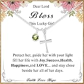 DORANA Easter Basket Stuffers for Teenage Girls Ideas-Sterling Birthstone Cross Necklace for Girls Age Daughter Kids Hypoallergenic First Communion Baptism Confirmation Stocking Gifts
