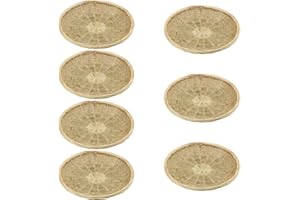 GNIEMCKIN 7 PCS 9.8 inch Bamboo Paper Plate Holder, Hand Weave Wicker Plate Holders for Parties, Picnic, and Barbecue, Reusab
