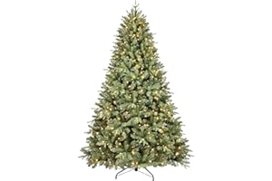 Treepool 7FT Pre-Lit Artificial Christmas Tree with 2010 PE&PVC Mixed Branch Tips, 500 Warm White Lights, Hinged Premium Spruce Fake Xmas Trees, Green, Foldable Base