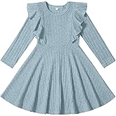 TATAKERI Toddler Baby Girl Dress Long Sleeve Baby Sweater Dress Fall Winter Ruffle Ribbed Knit A-Line Clothes for Little Girl