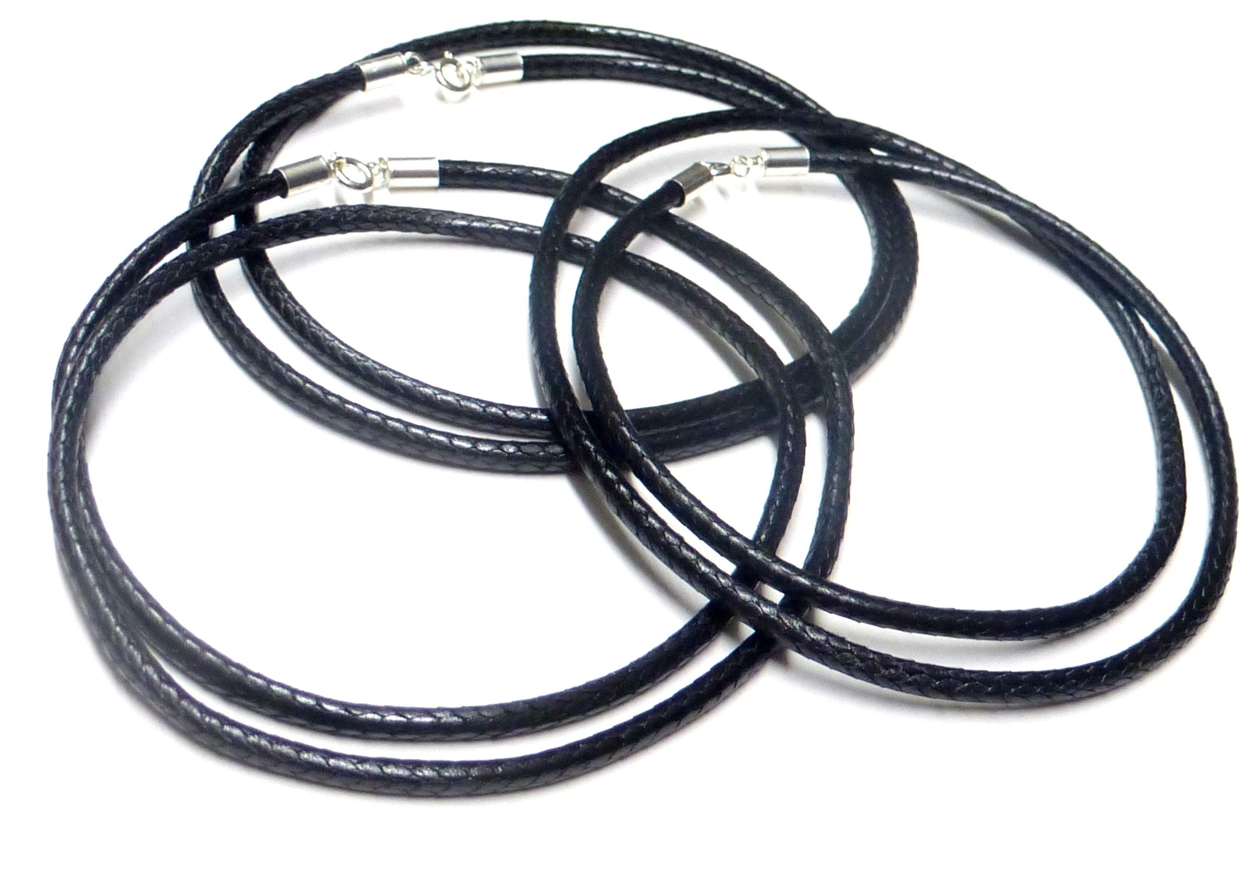 Collar, textile necklace, snake, length 55 cm, 4 mm, black, sterling silver clasps, jewellery accessories, unisex, Cotton snake look