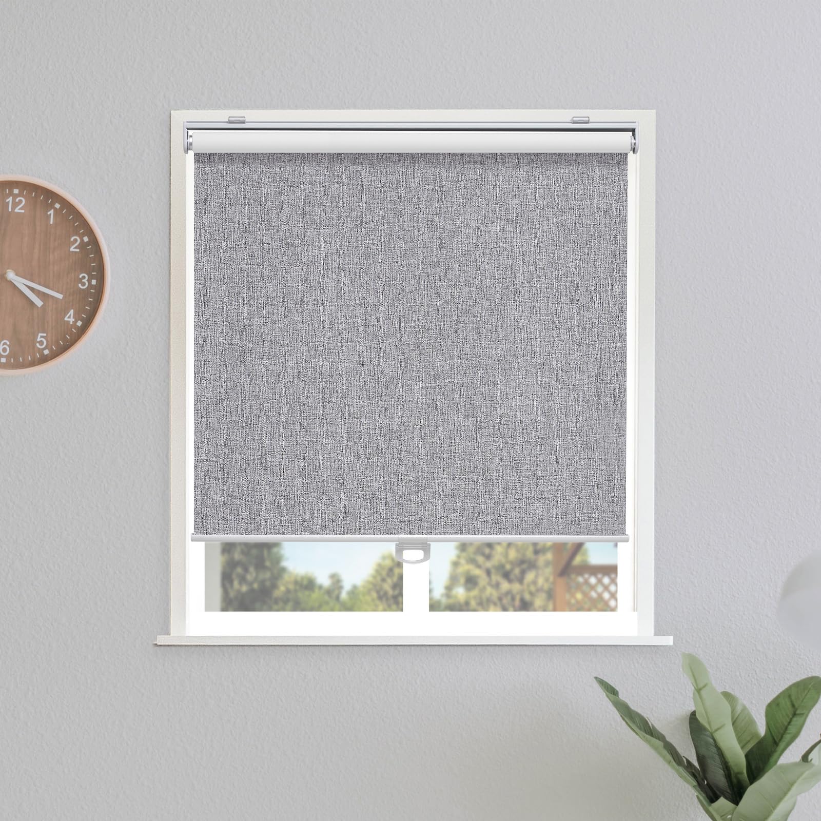 Sunoff Blackout Roller Shades Blinds Cordless for Windows Pull Down Room Darkening Door Blinds with Thermal Insulated Easy to Install for Living Room,Bedroom,Home,Office,Heather Grey 23" W x 72" H Image