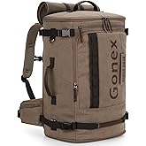 Gonex Canvas Travel Backpack, Large 3-in-1 Convertible Vintage Laptop Duffel Bag for Men & Women, Durable Carry-On for Work, College & Outdoor Adventure (Coffee Brown)