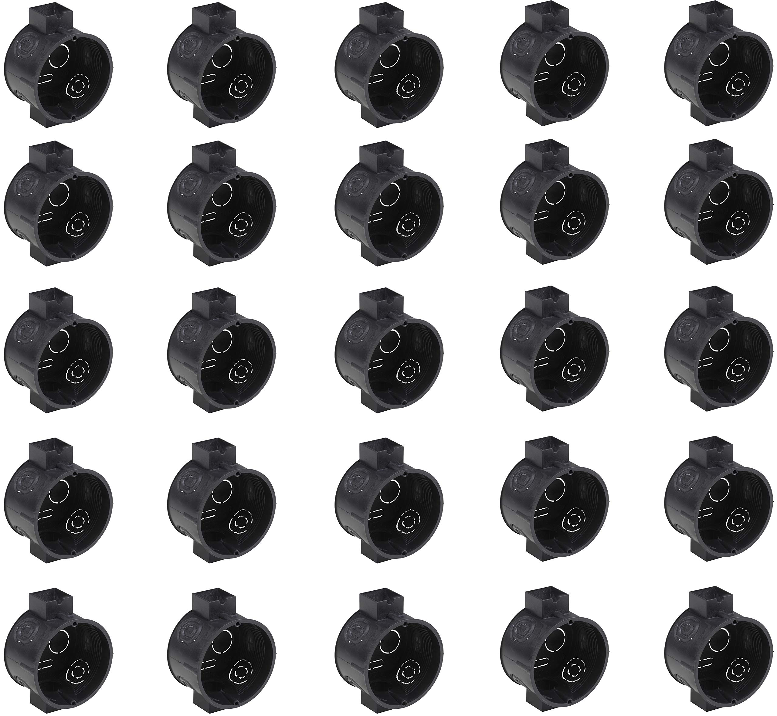 Meister Flush-Mounted Switch Box - Black - Pack of 25 - for Installation of Switches & Sockets/Flush-Mounted Socket with Tunnel Socket/Device Box/Junction Box, 7460010