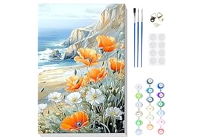 MOGTAA Paint by Numbers for Adults Beginners with Frame, Landscape Paint by Number for Adults on Canvas Framed, DIY Acrylic O