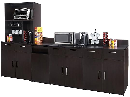 Coffee Kitchen Cabinets Set, Espresso, Factory Assembled, 5 Piece
