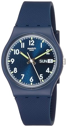 Swatch Unisex Analog Quarz Uhr mit Silikon Armband GN718
