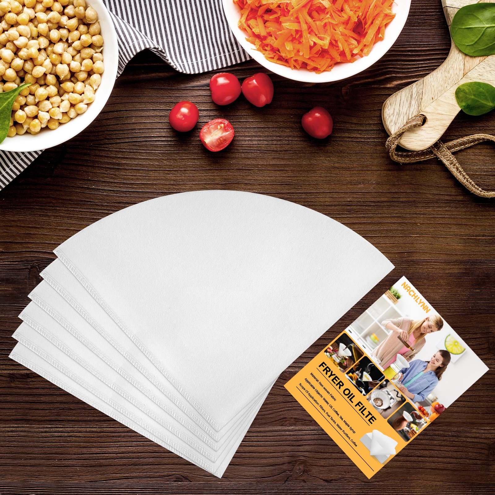 NACHLYNN Fryer Oil Filter, 50pcs Cooking Oil Filter 10 inch Non-Woven Filter Cones Grease Filter Cones Kitchen Oil Filters Maple Syrup Filters Beeswax Filters for Restaurant Kitchen Cafe Hotel