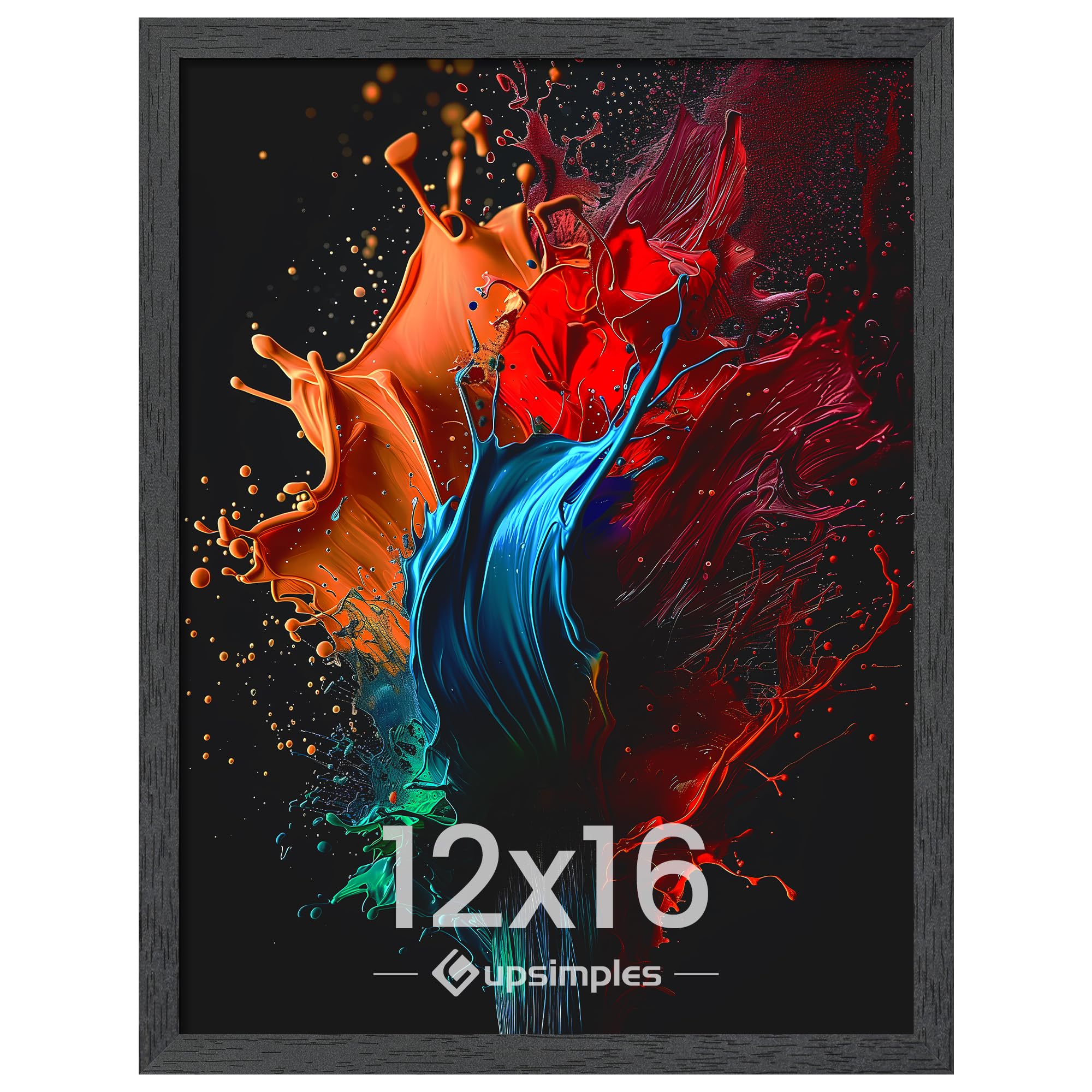 Photo 1 of upsimples 12x16 Picture Frame, Wall Gallery Photo Frames with Engineered Wood, Black 1 Pack