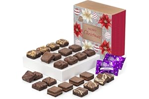 Fairytale Brownies Christmas Magic Morsel 24 Individually Wrapped Gourmet Chocolate Food Gift Basket - 1.5 Inch x 1.5 Inch Bite-Size Brownies - 24 Pieces - Item CC424