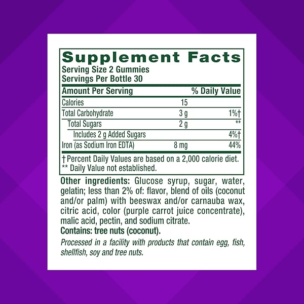 VITAFUSION IRON GUMMY VITAMIN SUPPLEMENT, SUPPORTS RED BLOOD CELL PRODUCTION*, GUAVA HIBISCUS FLAVOR, 30 SERVINGS, 60 COUNT
