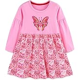 Hongshilian Girls Cartoon Dress Applique Party Dresses Casual Jersey Cotton Long-Sleeved