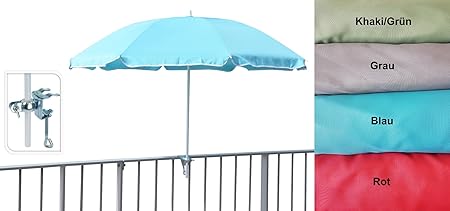Sonnenschirm Ø 125 cm Geländerschirm Geländer Balkon inkl Halterung Balkonschirm (Grün)