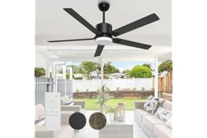 BECLOG Ceiling Fan with Light, 60" Ceiling Fans with Remote Indoor Outdoor DC Motor Modern Ceiling Fan with Light LED for Dining Room, Bedroom, Kitchen, Living Room, Patios, Farmhouse