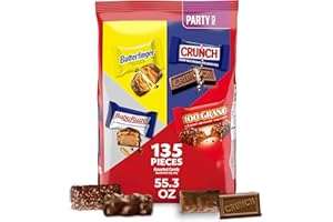 Butterfinger, CRUNCH, Baby Ruth, 100 Grand Minis, Assorted Candy Bars, Great for Sharing, Bulk 135 Count Pack, 55.3 oz