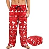 Wenouy Mens Plush Pajama Pants Fluffy Fuzzy Ultra Soft Fleece Christmas Bottoms Sleepwear PJ Lounge Pants with Pockets