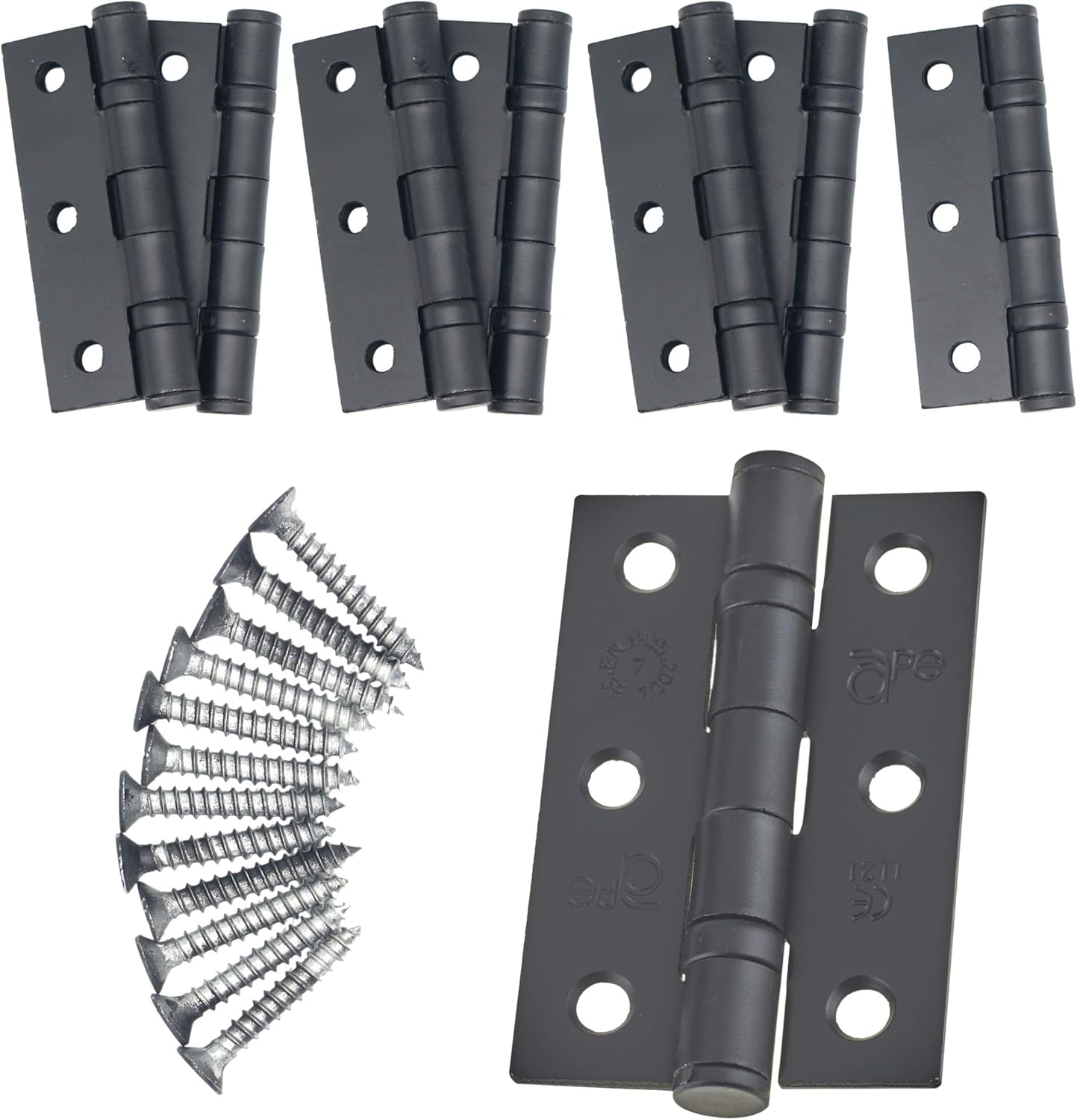Door Hinge 3" / 76mm Black with Ball Bearing Washer CE Grade 7 for Fire Door 4 Pair