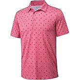 MAGCOMSEN Mens Polo Shirts Short Sleeve Print Patterns Collared Shirt Performance Moisture Wicking Golf Polos