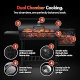 VonHaus Charcoal BBQ Portable Barrel Barbecue with Offset Smoker view 3