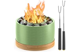 Urvoix Fire Pit Tabletop, Indoor Table Top Fireplace Smore Maker, Portable Table Top Firepit Bowl Smokeless with 2 Roasting Sticks for Home Patio Balcony Decor