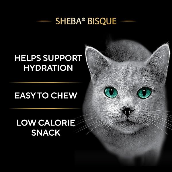 SHEBA BISQUE LICKABLE CAT TREATS & CAT FOOD TOPPERS, CHICKEN, TUNA AND SALMON RECIPES, 1.4 OZ. BOWLS, 24 COUNT