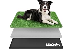 BurgeonNest Dog Grass Pad with Tray 35"x24", Includes Reusable Artificial Turf for Dog Litter Box, Ultra-Absorbent Washable Pee Pad & EVA Material Tray for Balcony, Apartment & Indoor/Outdoor Use