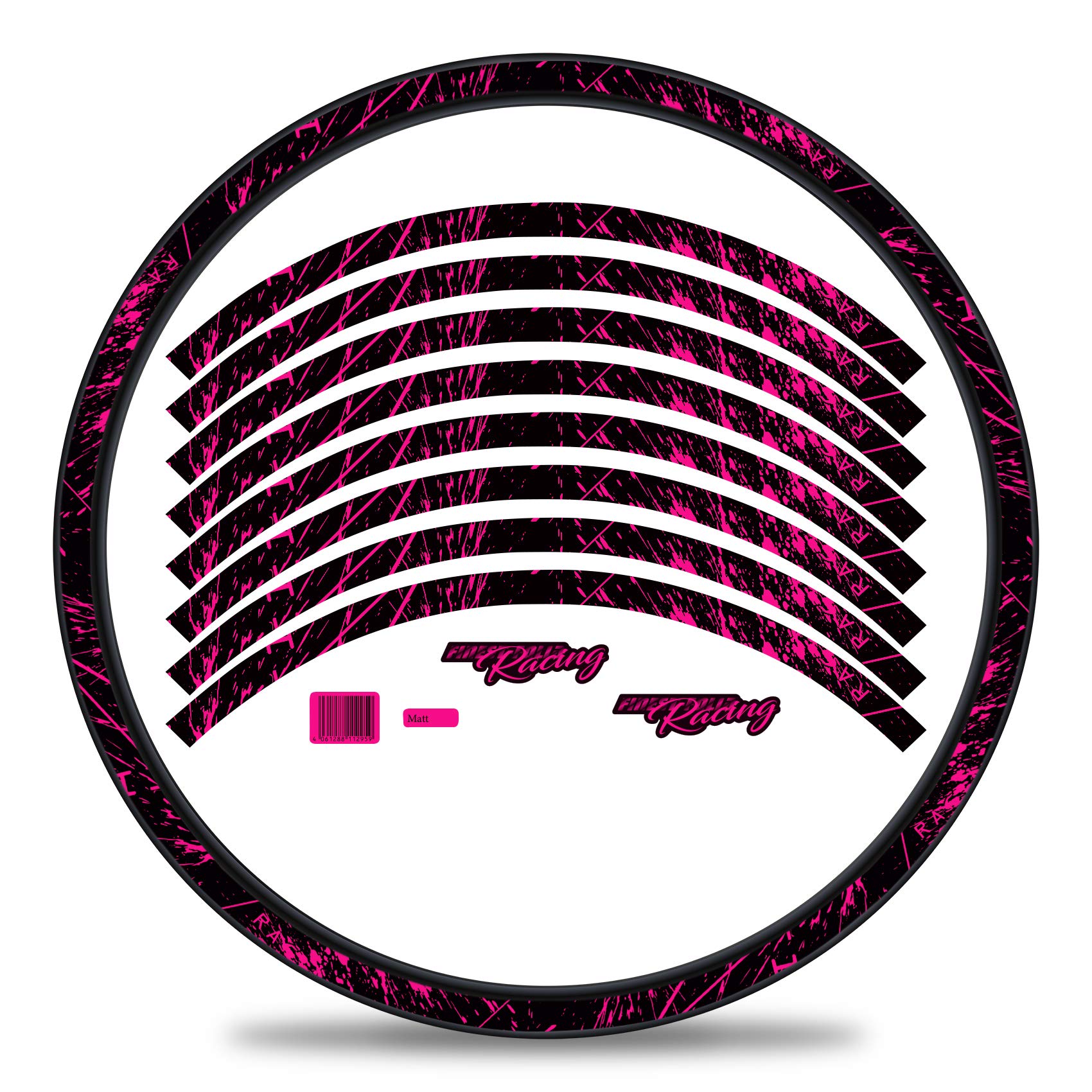 Finest Folia Set of 16 Wheel Rim Stickers for Bicycle Rims in Racing Design Complete Set for 27 Inches 29 Inches for Road Bike Mountain Bike MTB Balance Bike RX025 (Neon Pink, Matte)