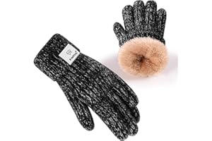 HAITHO Kids Gloves Winter for Girls Boys Cold Weather, Toddler Cute Knit Gloves Warm with Thick Thermal Fleece Lined