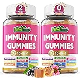 10 in 1 Immune Support Supplement Gummies, w/Echinacea, Elderberry Vitamin C and Zinc, Selenium, Vitamin D3 5000IU, Magnesium, Daily Immune Booster Multivitamin, for Antioxidant Bone Energy, 2 Pack