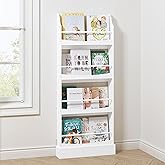 UTEX Kids Bookshelf,4 Tiers Children's Bookcases and Storage, Kids Bookcase Rack Wall for Bedroom,Study Living Room,White