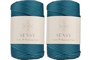 S SENSY 2 Skeins of Sensy Premium 5mm 104 Yards Polyester Rope 100% Polypropylene Cord Macrame Cord 5mm Crochet Bag Cord Macrame Rope Crochet Thread Gift for Knitter (Peacock)